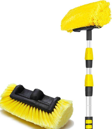 BrightTools 5ft Telescopic Solar Panel Cleaning Brush (With Water Flow Control)