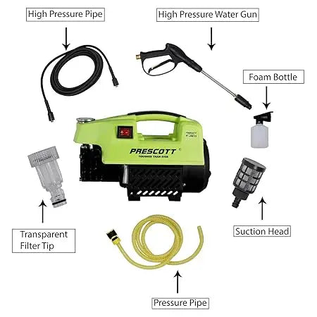 Prescott P-JW25 Premium 1300W High Pressure Washer Induction Motor and Cooper Winding with Max pressure-100bar